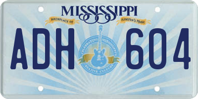 MS license plate ADH604