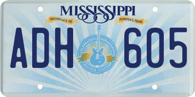 MS license plate ADH605