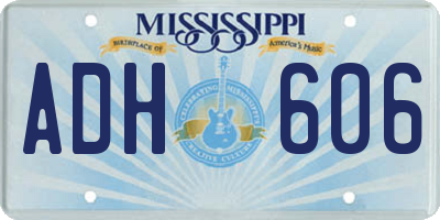 MS license plate ADH606