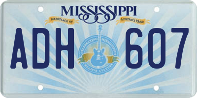 MS license plate ADH607