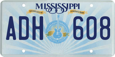 MS license plate ADH608