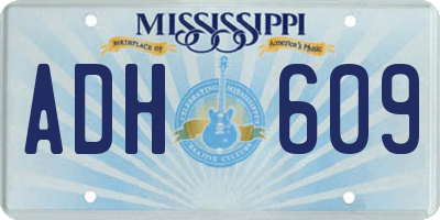 MS license plate ADH609