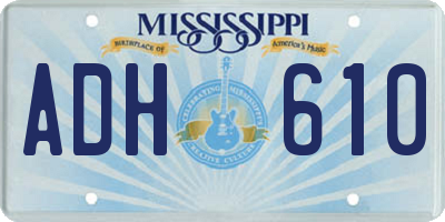 MS license plate ADH610