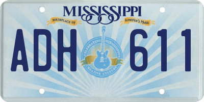 MS license plate ADH611