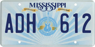 MS license plate ADH612