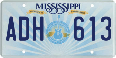 MS license plate ADH613