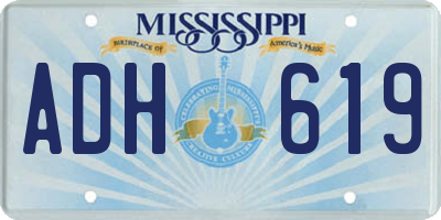 MS license plate ADH619