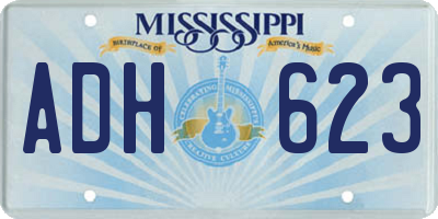 MS license plate ADH623
