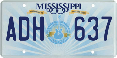 MS license plate ADH637