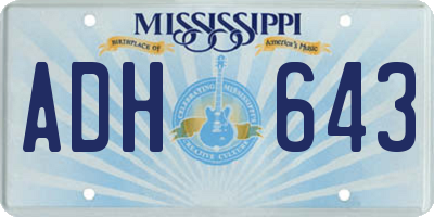 MS license plate ADH643