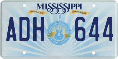 MS license plate ADH644