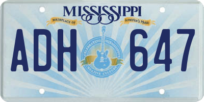 MS license plate ADH647