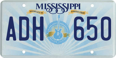 MS license plate ADH650