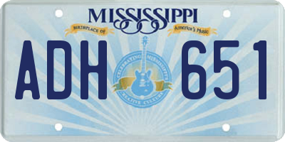 MS license plate ADH651