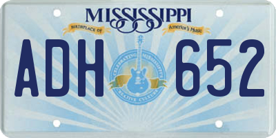 MS license plate ADH652