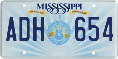 MS license plate ADH654