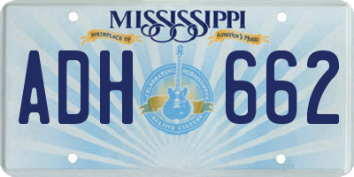 MS license plate ADH662