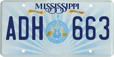 MS license plate ADH663