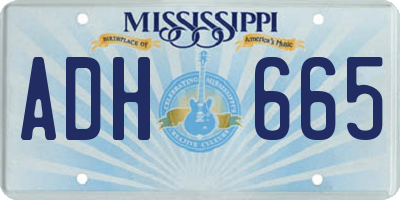 MS license plate ADH665