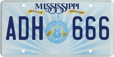 MS license plate ADH666