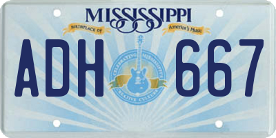 MS license plate ADH667