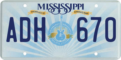 MS license plate ADH670