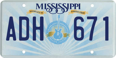 MS license plate ADH671