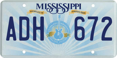 MS license plate ADH672
