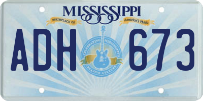 MS license plate ADH673