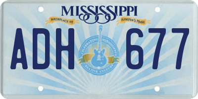 MS license plate ADH677