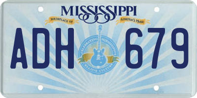 MS license plate ADH679