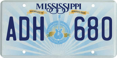 MS license plate ADH680