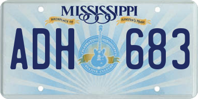 MS license plate ADH683