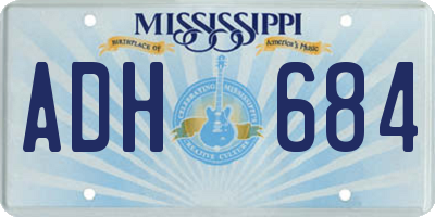 MS license plate ADH684