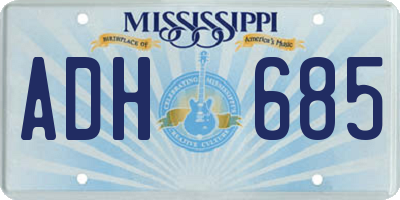 MS license plate ADH685