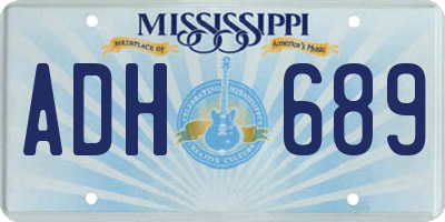 MS license plate ADH689