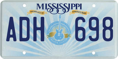 MS license plate ADH698