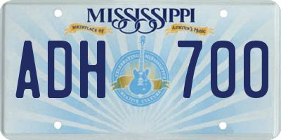 MS license plate ADH700