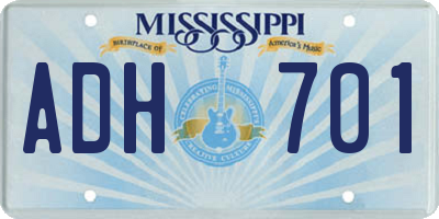 MS license plate ADH701