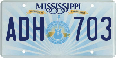 MS license plate ADH703