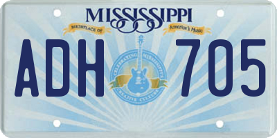 MS license plate ADH705