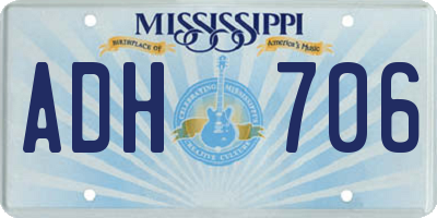 MS license plate ADH706