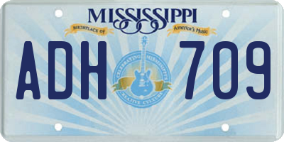 MS license plate ADH709