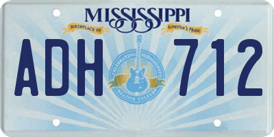 MS license plate ADH712