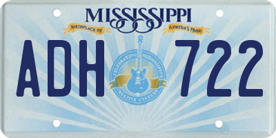 MS license plate ADH722
