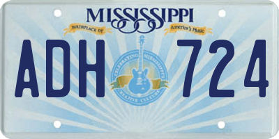 MS license plate ADH724