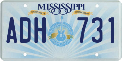 MS license plate ADH731