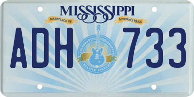 MS license plate ADH733