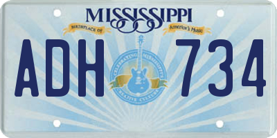 MS license plate ADH734
