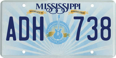 MS license plate ADH738